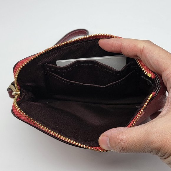 Coach Heart Floral Corner Zip Wristlet C3300 Wine Multi - Picture 4 of 5